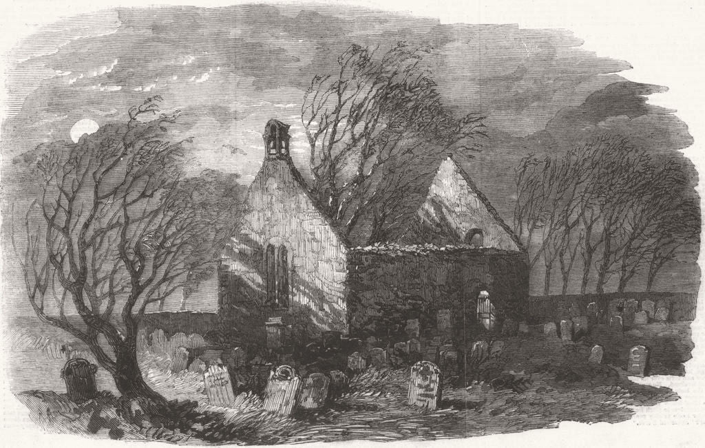 SCOTLAND. Burns Centenary-Alloway Auld Haunted Kirk 1859 old antique print